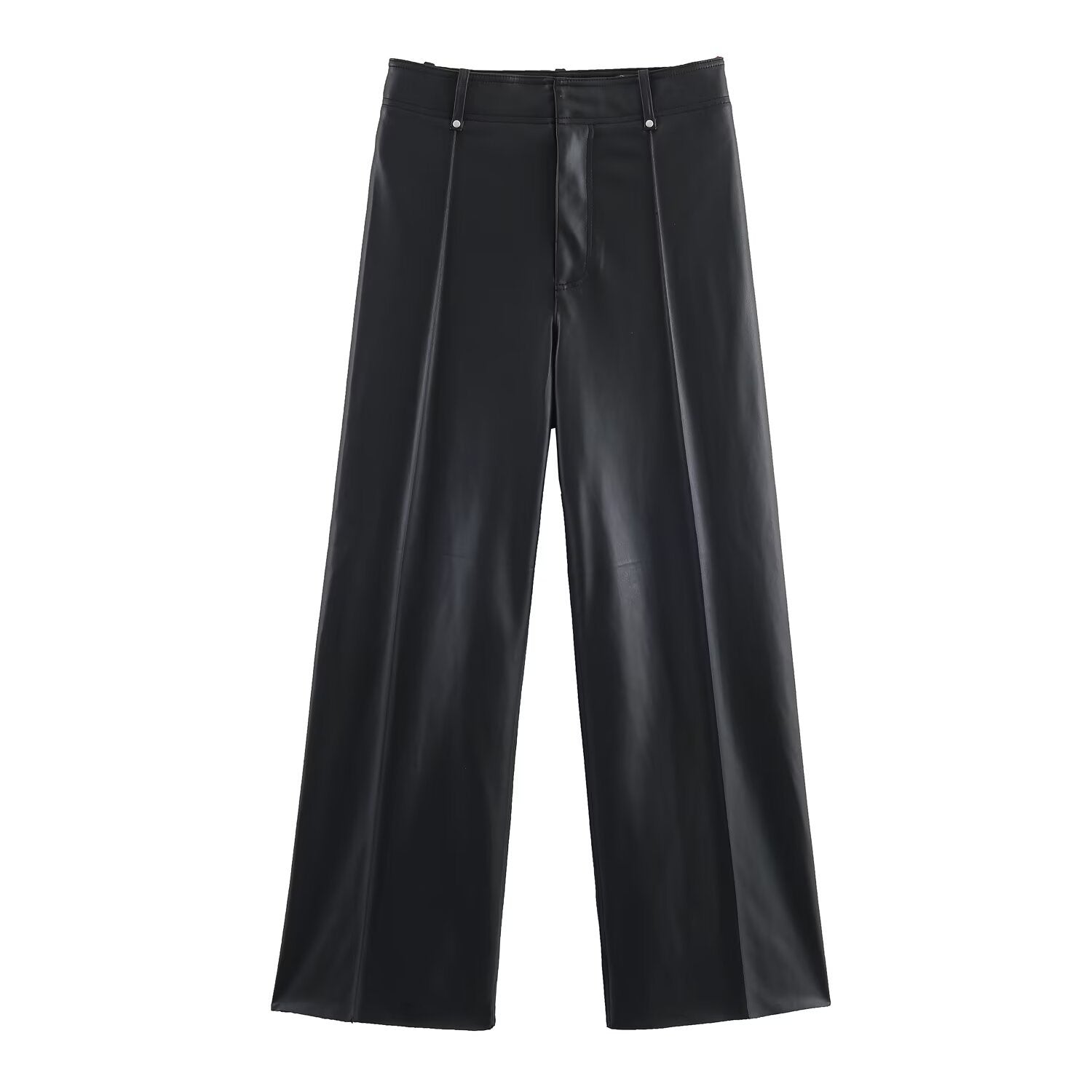 Vintage leather loose cut wide leg pants