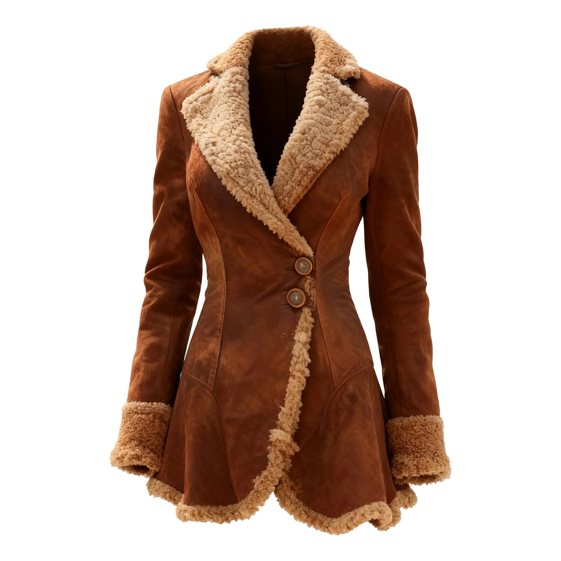 Faux Fur Lined Leather Jacket Women's Winter Warm Outerwear Coat