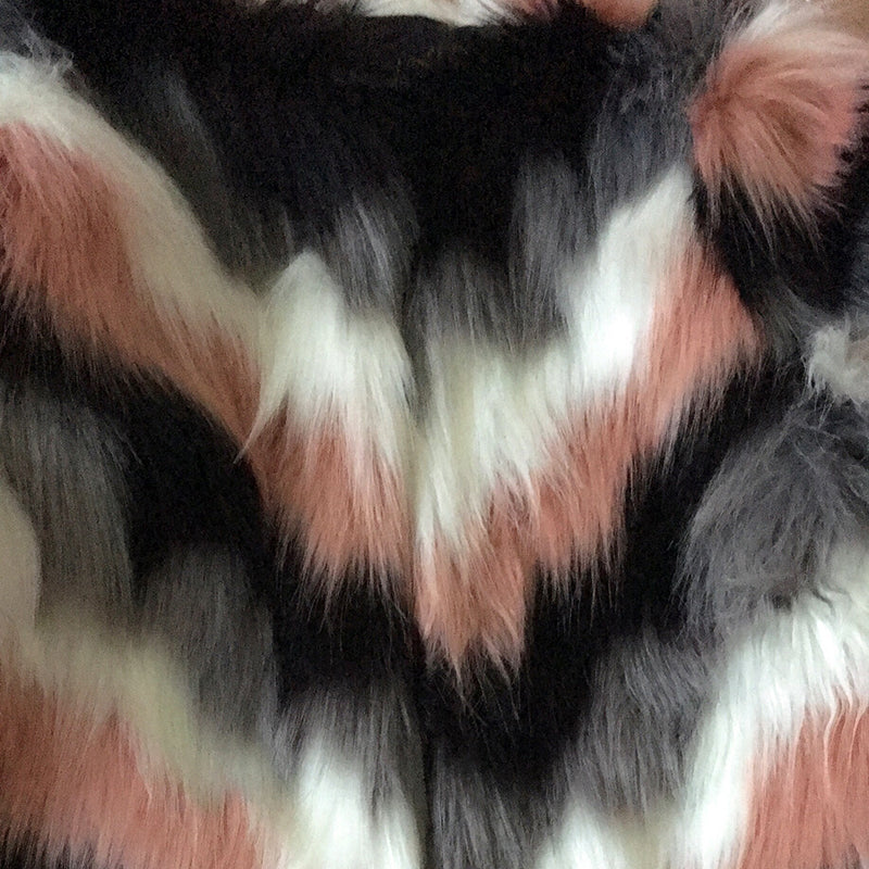 Women's Striped Winter Warm Fur Jacket