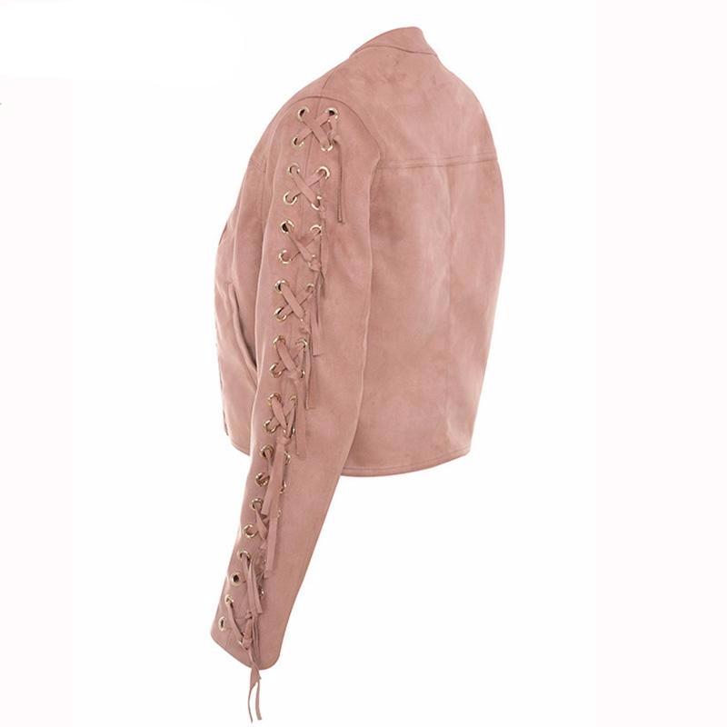 Autumn lace up Women's Suede Full sleeve Coat Jacket