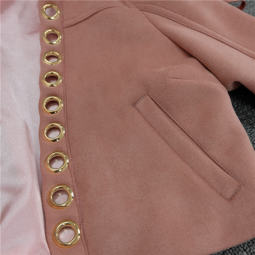 Autumn lace up Women's Suede Full sleeve Coat Jacket