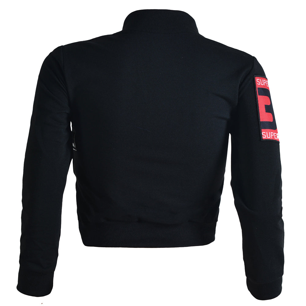 Cool Splicing Zipper Closure Short Black Bomber Jacket - Sins & Temptations