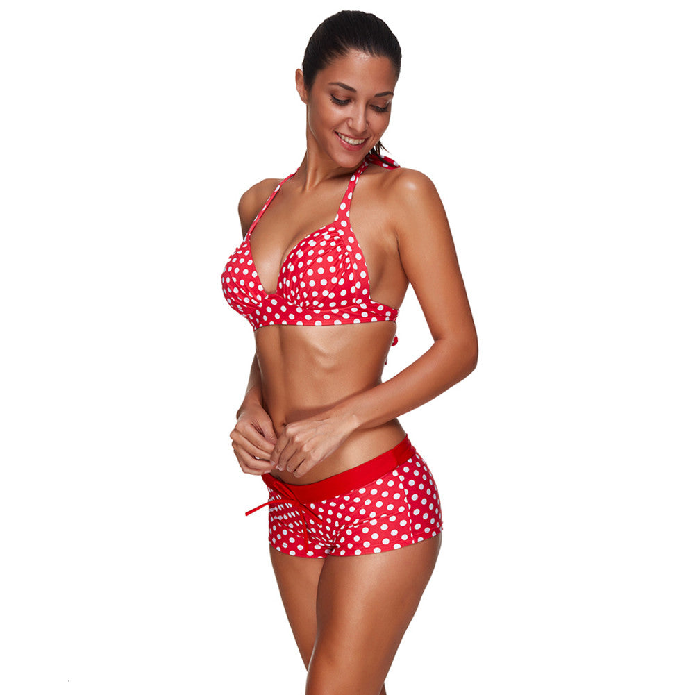 Cutie Halter Red Dot Plus Size Bathing Suits Two Piece Swimsuit Beachwear Swimwear - Sins & Temptations