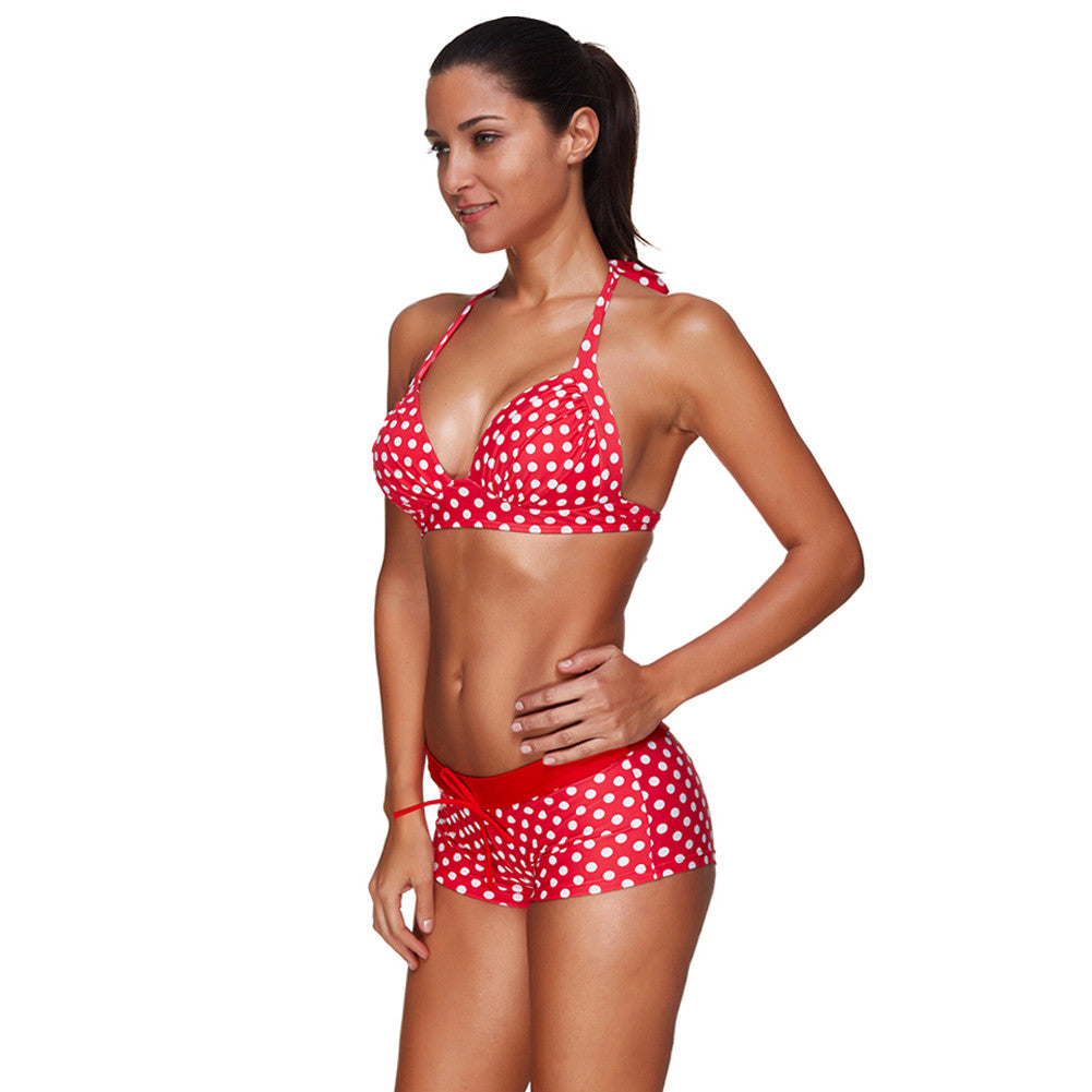 Cutie Halter Red Dot Plus Size Bathing Suits Two Piece Swimsuit Beachwear Swimwear - Sins & Temptations