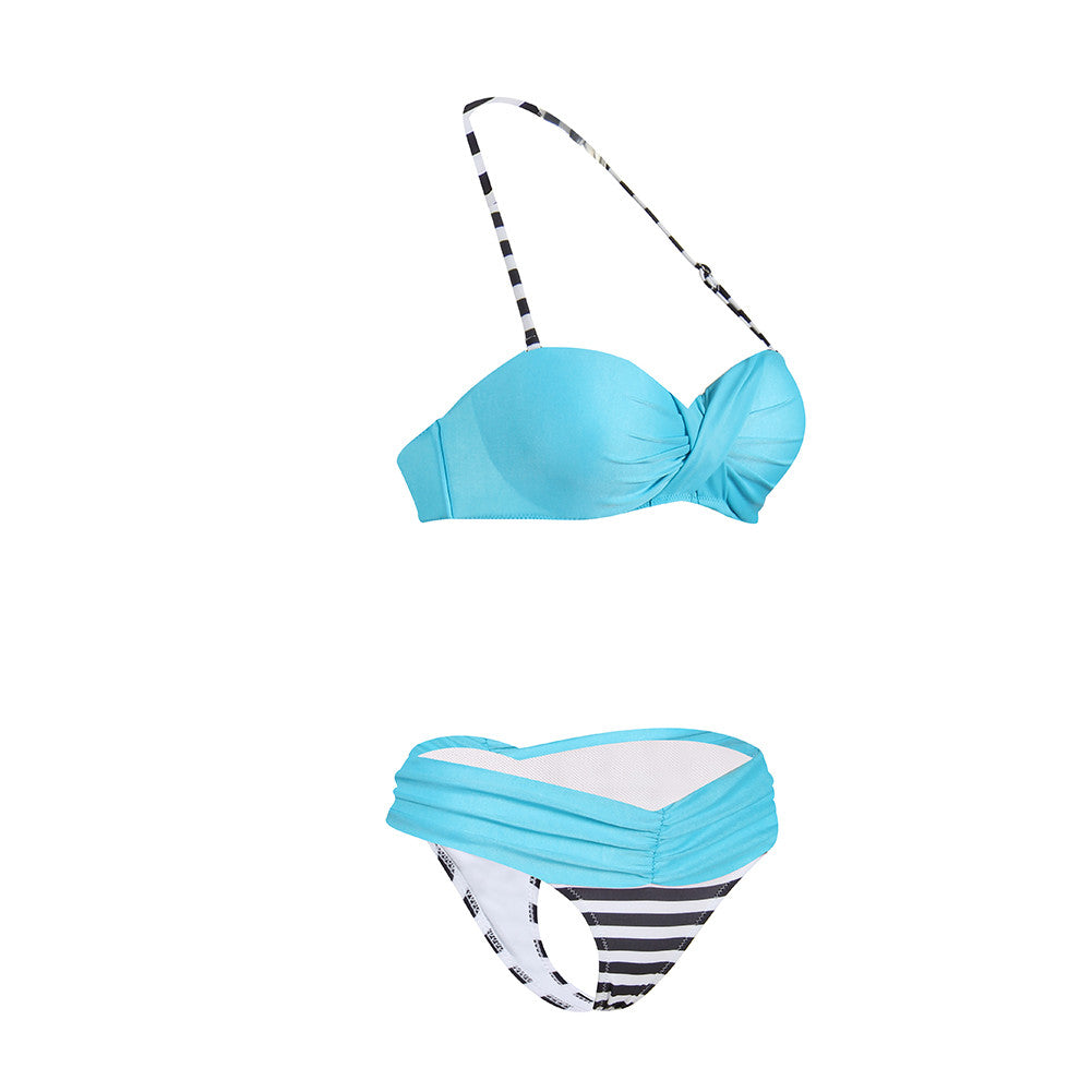Heartthrob Halter Twisted Ruched Push Up Bandeau Bikini Swimwear - Sins & Temptations