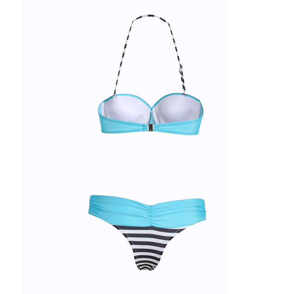Heartthrob Halter Twisted Ruched Push Up Bandeau Bikini Swimwear - Sins & Temptations