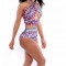 Colorful Tribal Print Backless High Rise Cross Halter Swimsuit Swimwear - Sins & Temptations