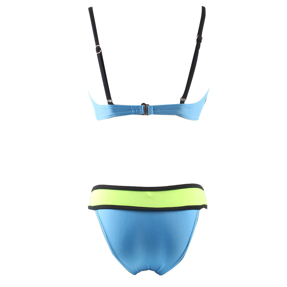 Charming Color Block Scalloped Bustier Bikini Adjustable straps Swimwear - Sins & Temptations