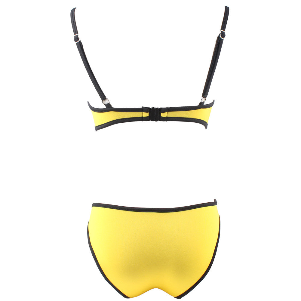 Stunning Scalloped Padded Yellow Underwire Bikini 2 Piece Swimwear - Sins & Temptations