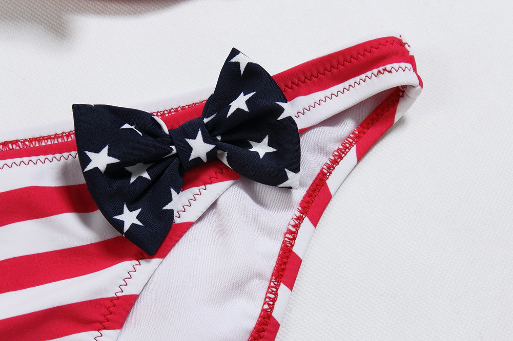 Padded Underwire American Flag Halter Two Piece Swimwear - Sins & Temptations