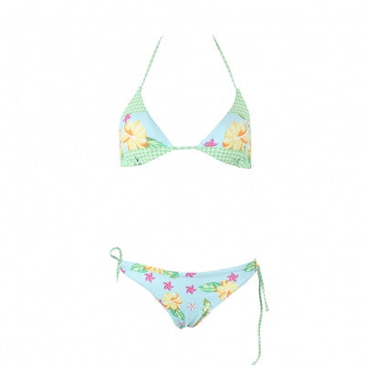 Refreshing Halter Triangle Floral Print Bikini Set Low Rise Swimwear - Sins & Temptations