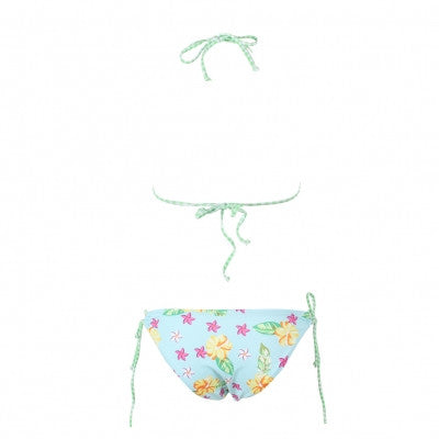 Refreshing Halter Triangle Floral Print Bikini Set Low Rise Swimwear - Sins & Temptations