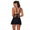 Elegant Underwire V Neck Black Skirted One Piece Swimwear - Sins & Temptations
