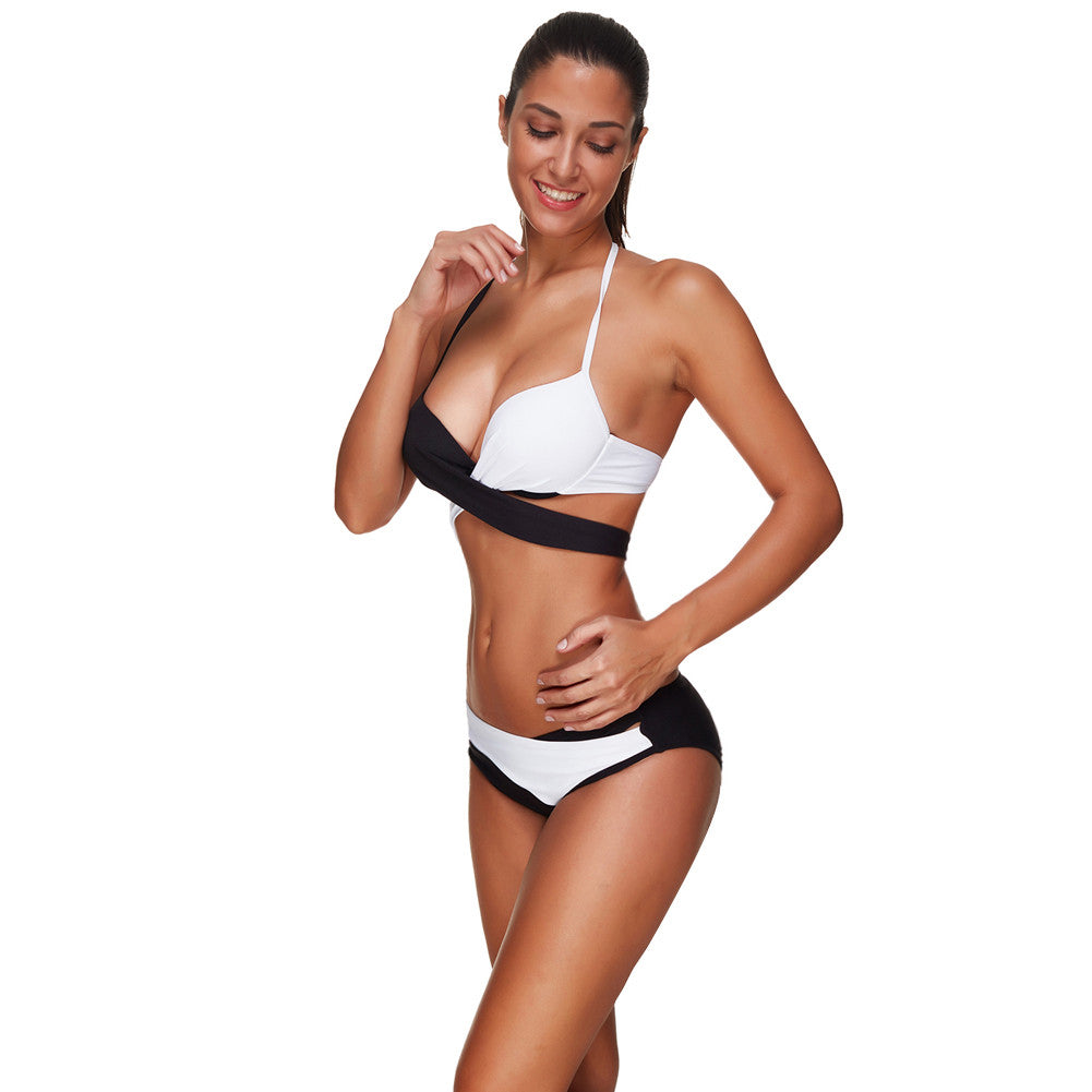 Color Block Underwired Halter Large Breast Bathing Suits Beachwear Swimwear - Sins & Temptations