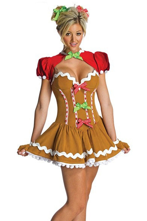 Playful Yellowish Brown Women Gingerbread Dress Costume - Sins & Temptations