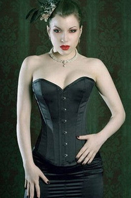 Sexy Black Satin Silky Corset - Sins & Temptations