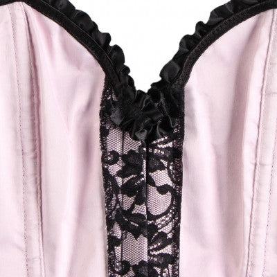 Flashy Pink Plus Size Lace Up Corset 12 Bones Vintage Jacquard - Sins & Temptations