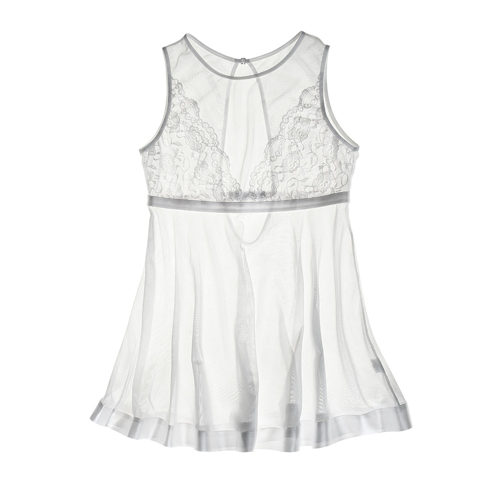 Glamorous Solid White Cut Out Back Sheer Mesh Body Babydoll lingerie - Sins & Temptations