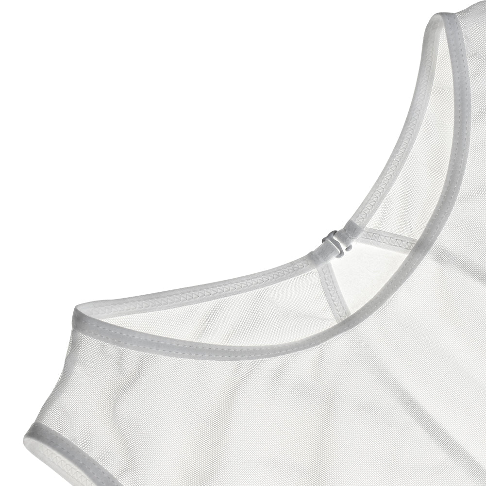Glamorous Solid White Cut Out Back Sheer Mesh Body Babydoll lingerie - Sins & Temptations