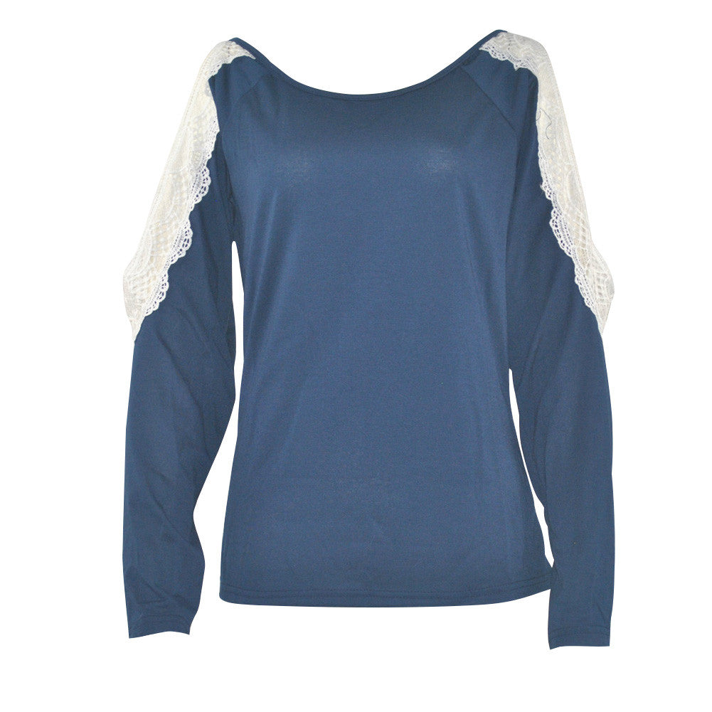 Leisure Carefree Hollow Out Lace Blouse Long Sleeve Top - Sins & Temptations