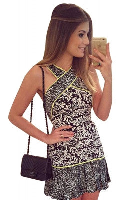 Printed Halter Strap Casual Prom Clubwear Dress - Sins & Temptations