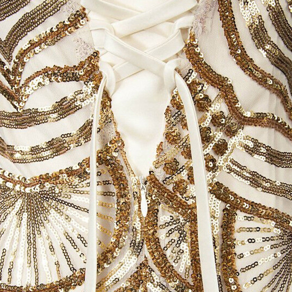 Shining Gold Great Gatsby Dress Strapless Sequined - Sins & Temptations