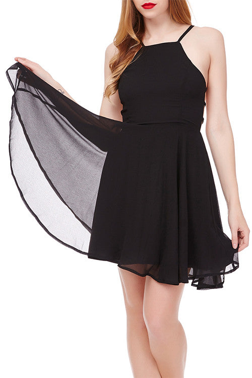 Frisky Back Lace Up Short Black Prom Dress Skater One Piece - Sins & Temptations