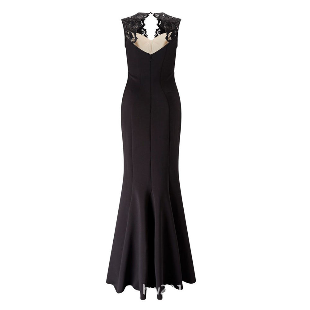 Slim Fit Black Floral Maxi club wear, party DressSleeveless Cutout Back - Sins & Temptations