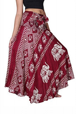 Bohemian Red Thai Elephant Hippie Skirts Waistband Bowknot - Sins & Temptations