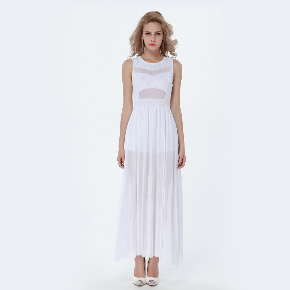 White Elegant Maxi Dress Gown Partywear - Sins & Temptations