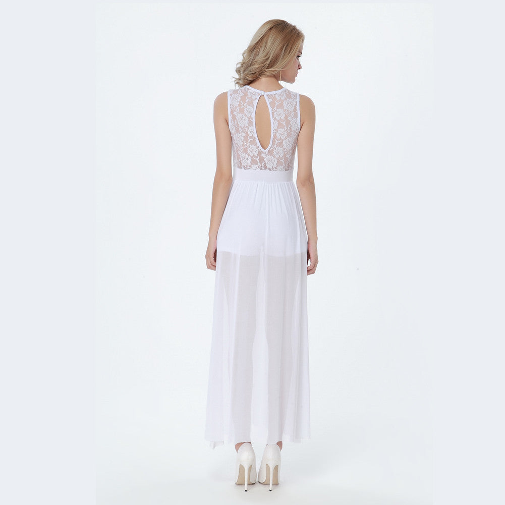 White Elegant Maxi Dress Gown Partywear - Sins & Temptations