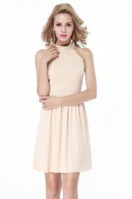Nude Ruffles Halter Neck Dress - Sins & Temptations