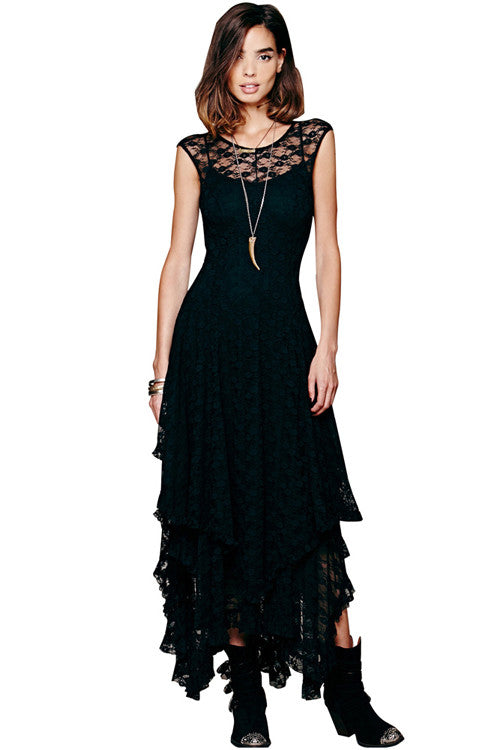 Women's Slimming Sleeveless Long Black Maxi Dress - Sins & Temptations