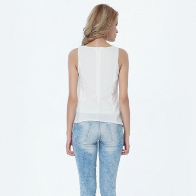 White Hollow Out Sleeveless Close-fitting Sweat Shirt Clubwear - Sins & Temptations
