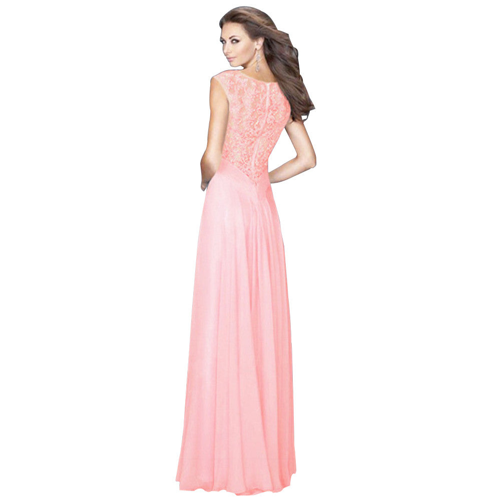 High waist sleeveless sexy girl pink evening dress - Sins & Temptations
