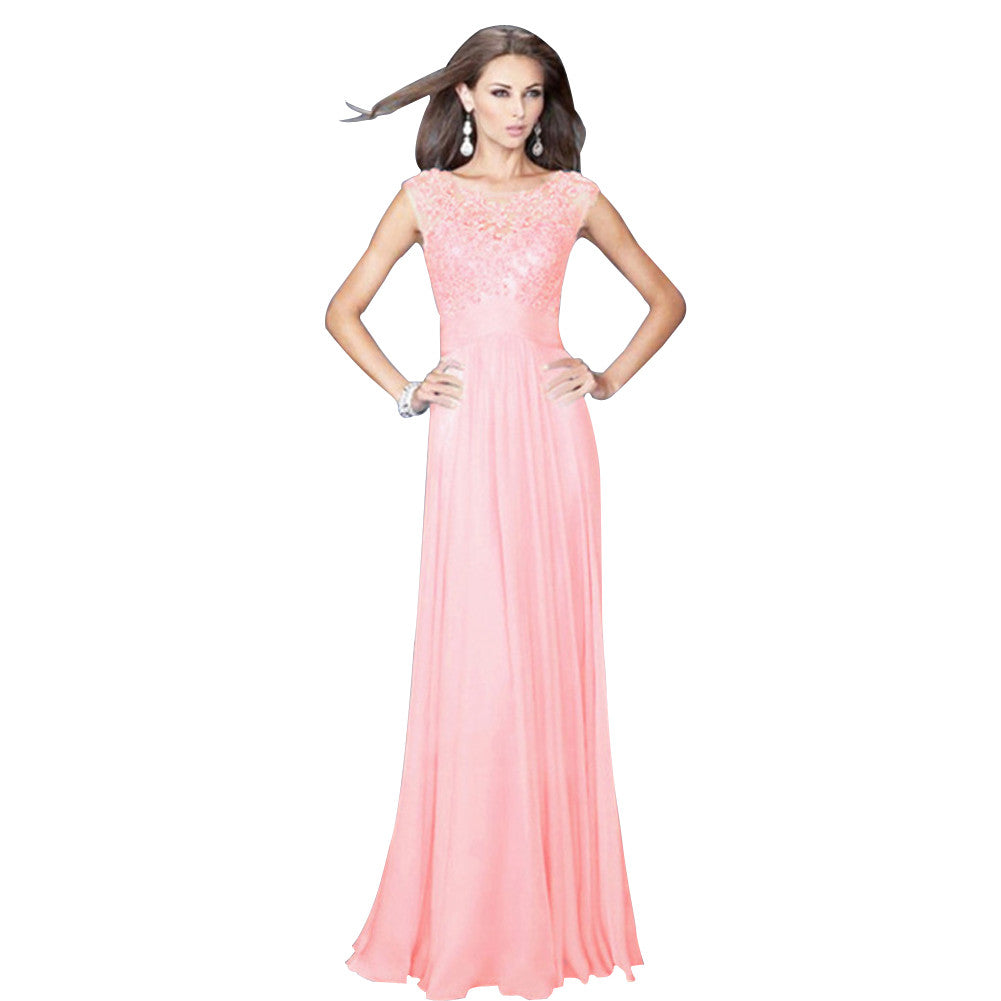 High waist sleeveless sexy girl pink evening dress - Sins & Temptations