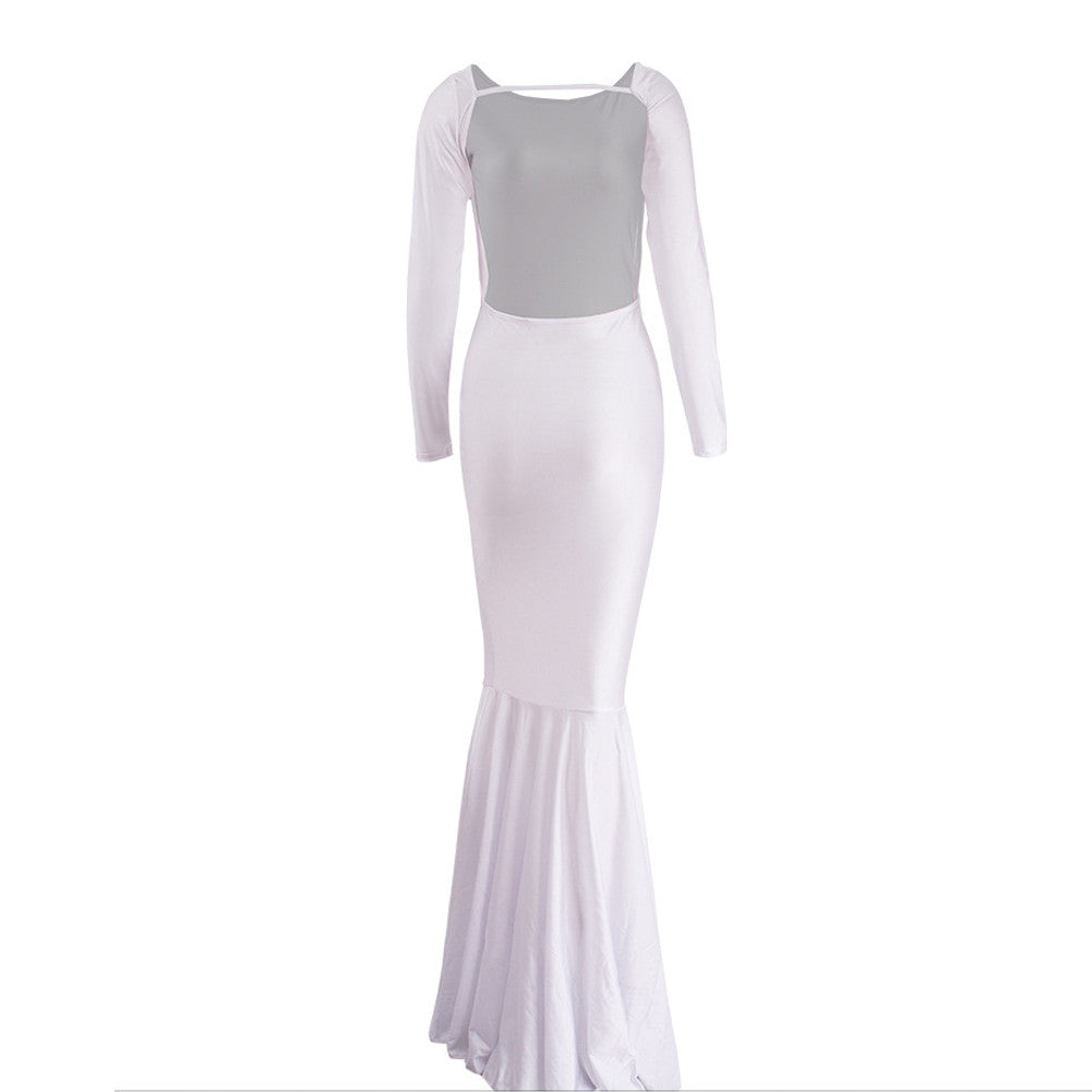 Pure White Open Back Summer Dress Long Sleeve Bodycon Evening Party Dress - Sins & Temptations