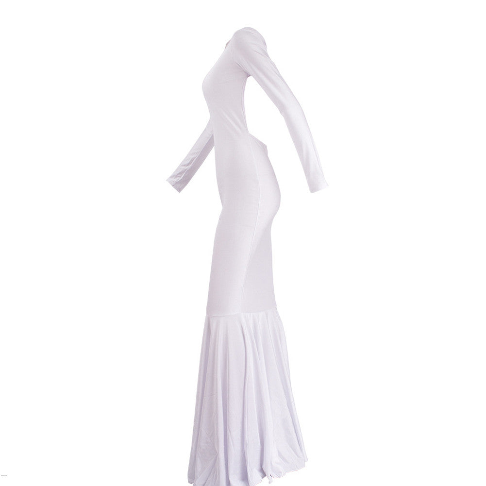 Pure White Open Back Summer Dress Long Sleeve Bodycon Evening Party Dress - Sins & Temptations