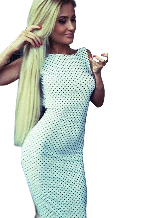 Polka Dot Pattern Backless Bodycon Dress - Sins & Temptations