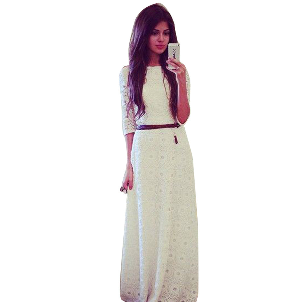 White Lace Floor Length Summer Dress - Sins & Temptations