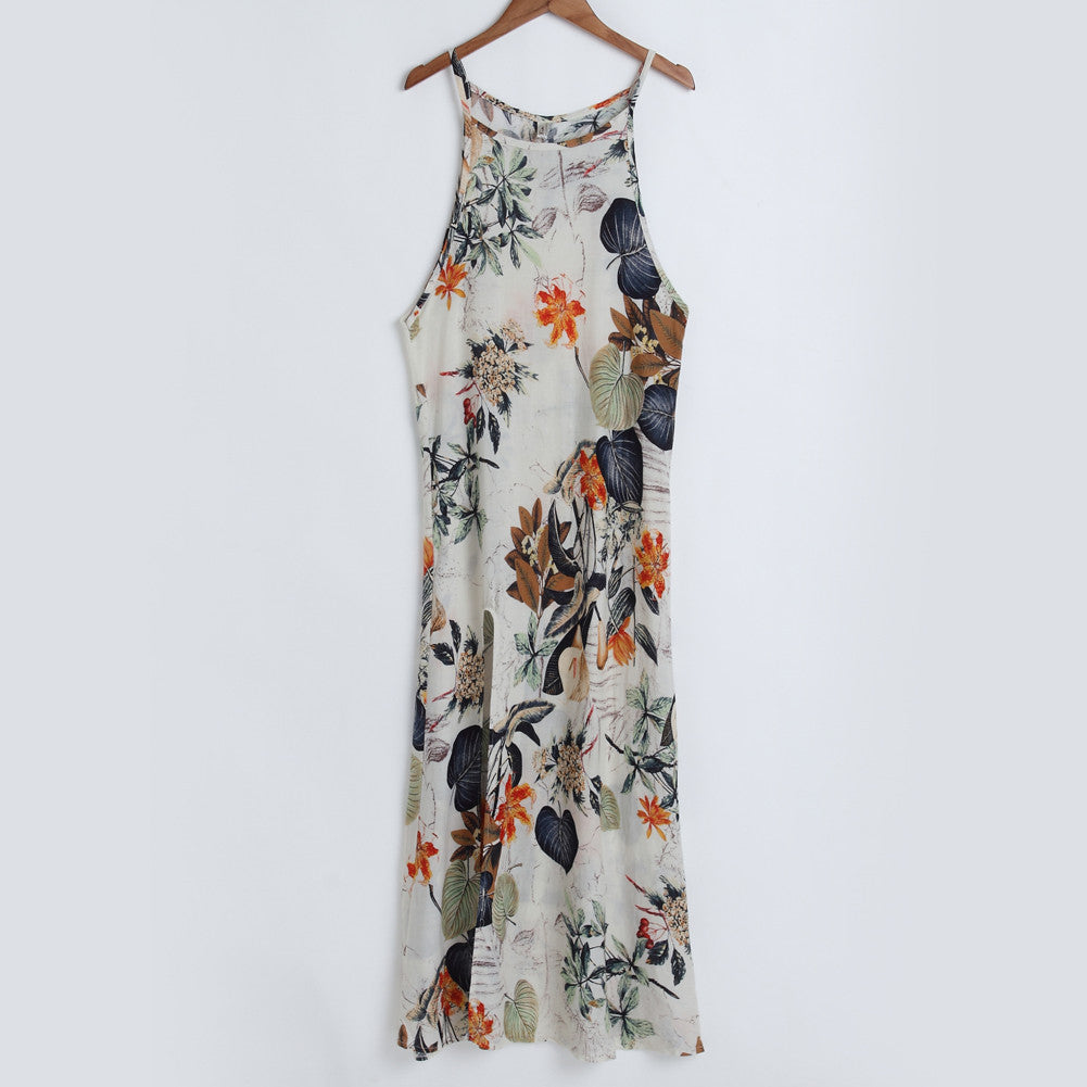 Leaf Pattern Sleeveless Ankle-length Summer Party Evening Club Dress - Sins & Temptations