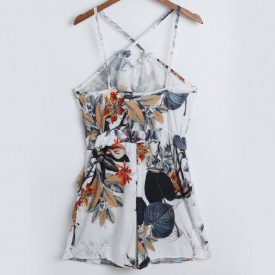 Casual Floral Pattern Halter Neck Jumpsuit - Sins & Temptations