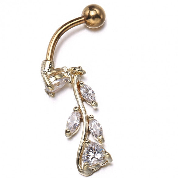 Alloy Floral Resin Rhinestone Decor Sexy Body Navel Ring Decor Piercing - Sins & Temptations