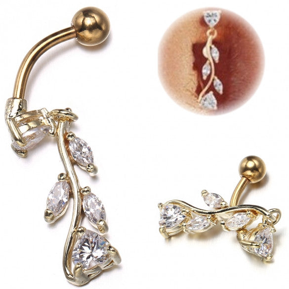 Alloy Floral Resin Rhinestone Decor Sexy Body Navel Ring Decor Piercing - Sins & Temptations
