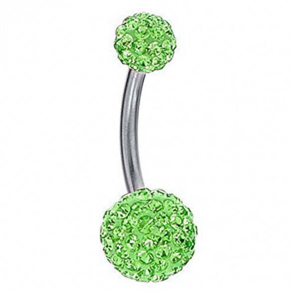 Round Rhinestone Crystal Ball Body Piercing Navel Belly Button Bar Ring - Sins & Temptations