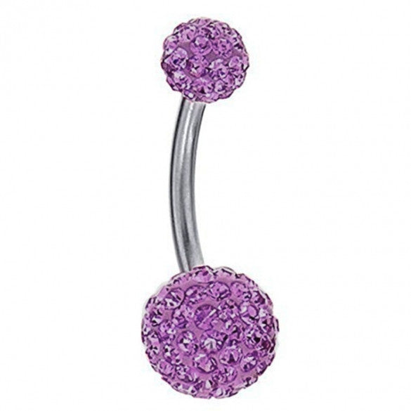 Round Rhinestone Crystal Ball Body Piercing Navel Belly Button Bar Ring - Sins & Temptations