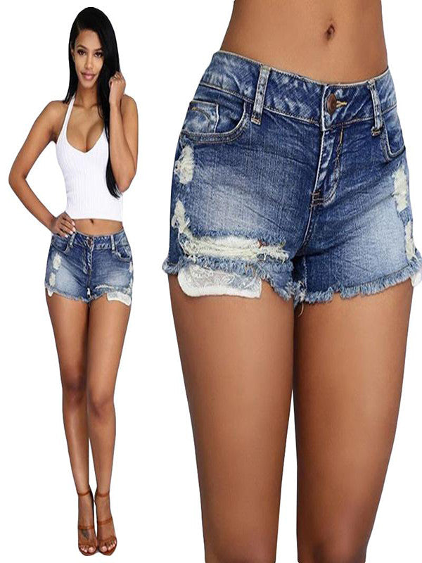 Light Wash Ripped Denim Jeans Shorts - Sins & Temptations