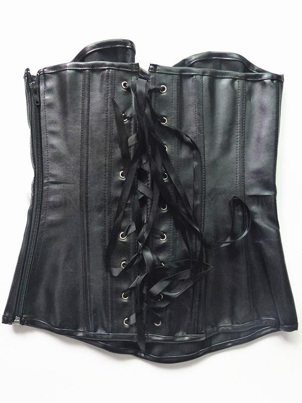 Gothic Vinyl Faux Leather Corset Bustier - Sins & Temptations - 5
