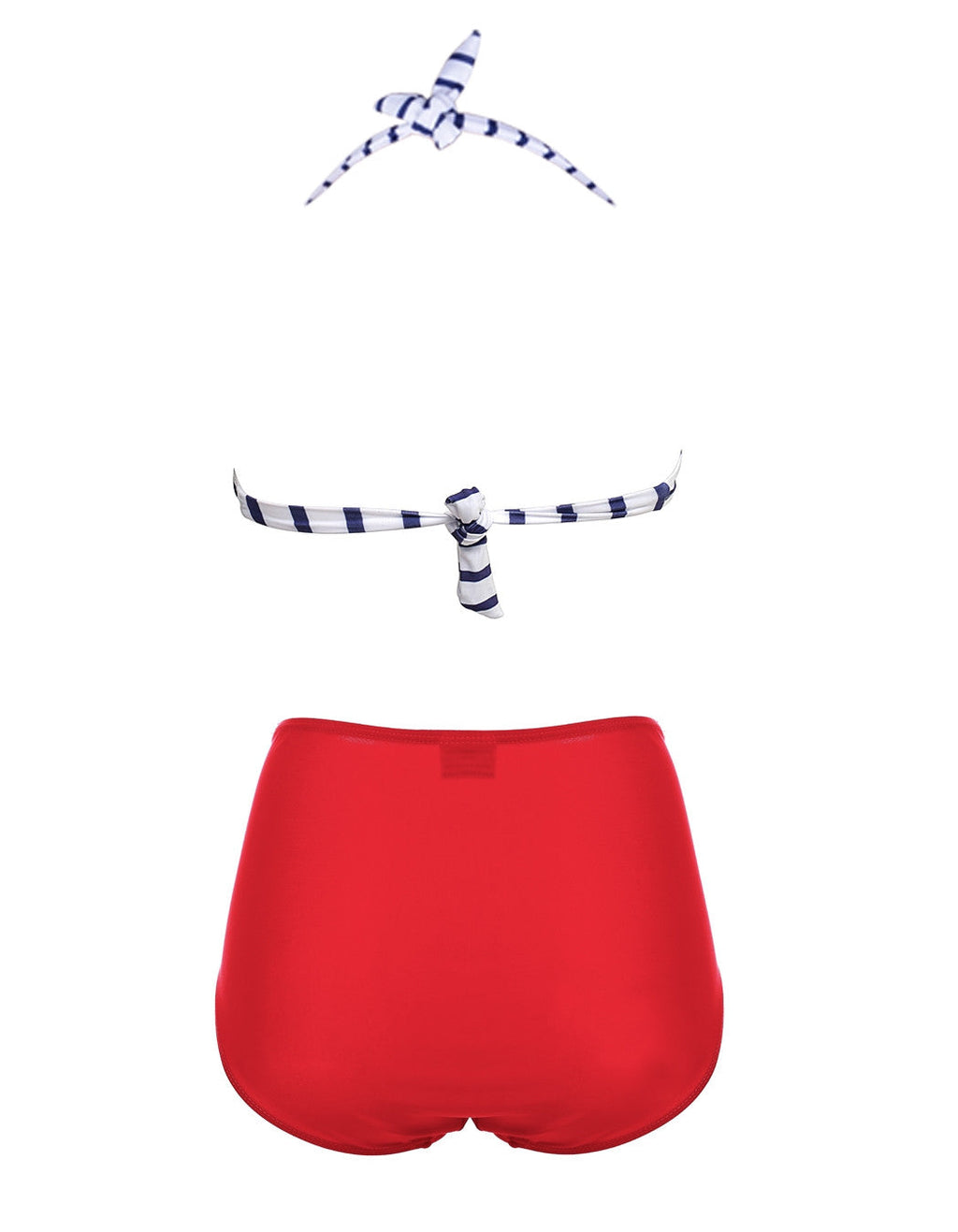 Stripes High Waist Padded Twisted Bandeau Swimwear - Sins & Temptations - 2