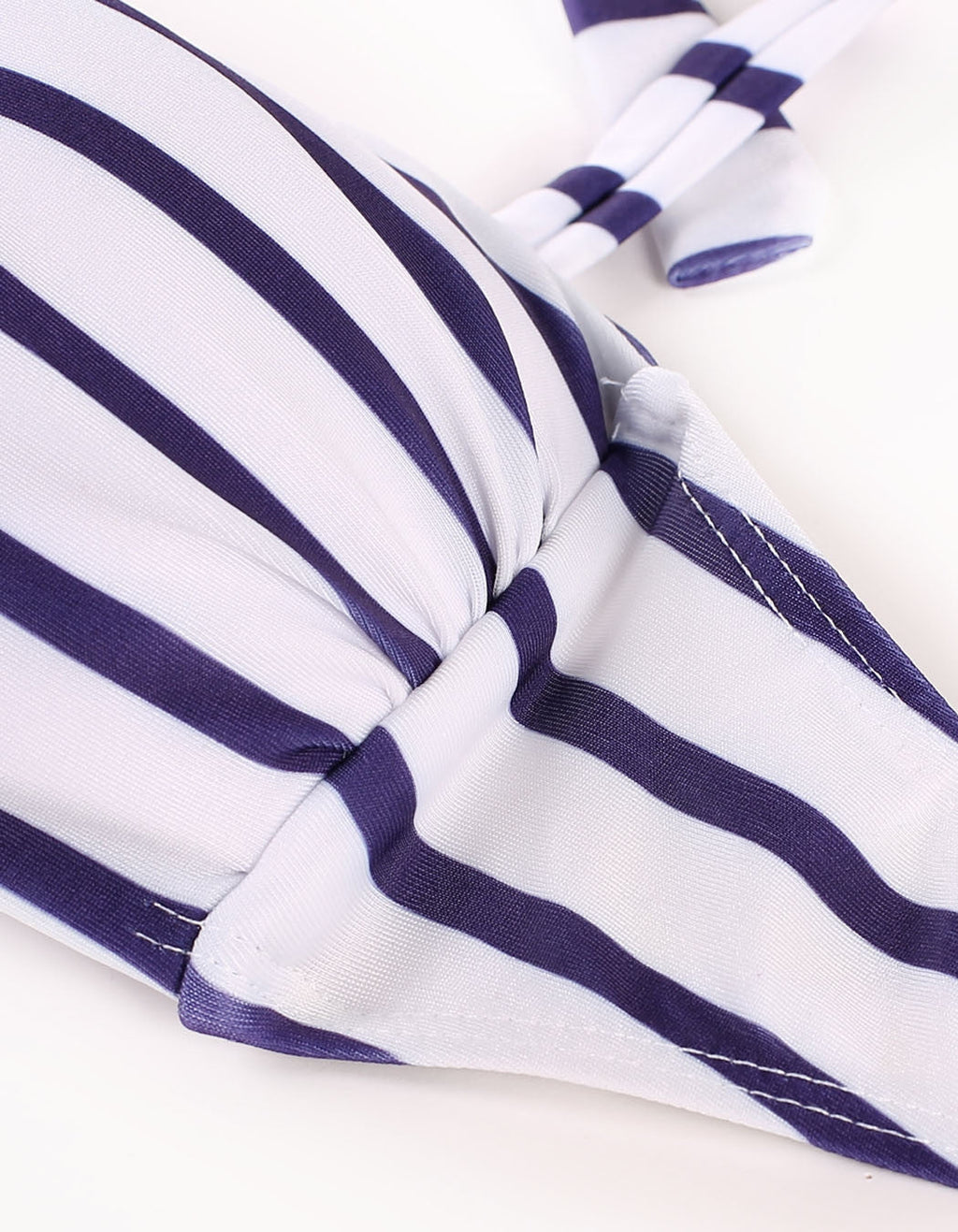 Stripes High Waist Padded Twisted Bandeau Swimwear - Sins & Temptations - 4